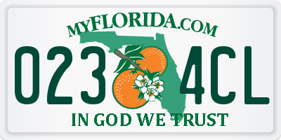 FL license plate 0234CL