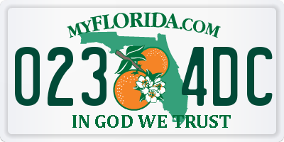FL license plate 0234DC