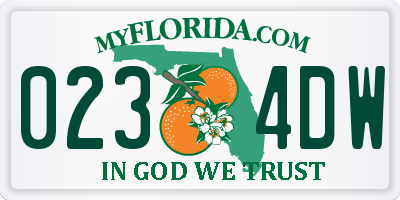 FL license plate 0234DW