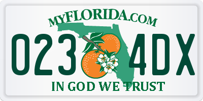 FL license plate 0234DX