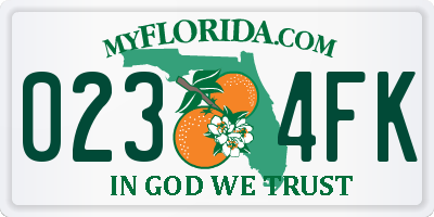 FL license plate 0234FK