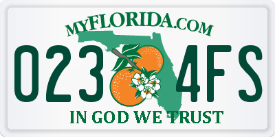 FL license plate 0234FS