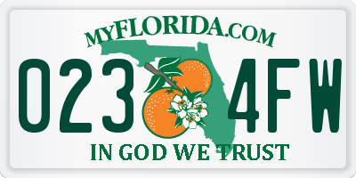 FL license plate 0234FW