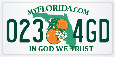 FL license plate 0234GD