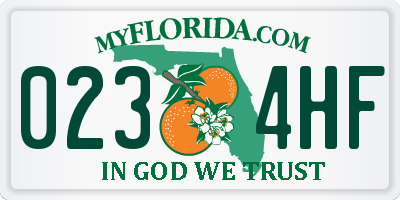 FL license plate 0234HF