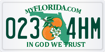 FL license plate 0234HM