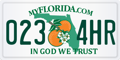 FL license plate 0234HR