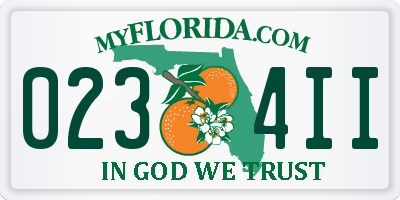 FL license plate 0234II