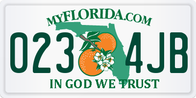 FL license plate 0234JB