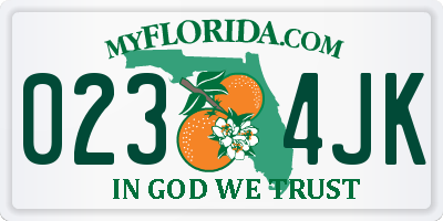 FL license plate 0234JK