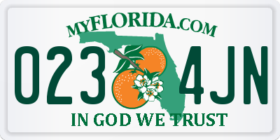 FL license plate 0234JN