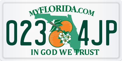 FL license plate 0234JP