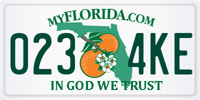FL license plate 0234KE