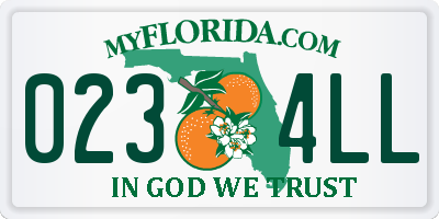 FL license plate 0234LL