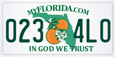 FL license plate 0234LO