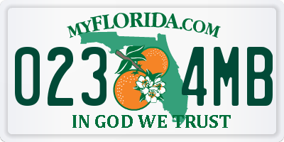 FL license plate 0234MB