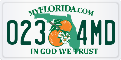 FL license plate 0234MD