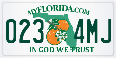 FL license plate 0234MJ