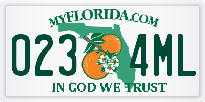 FL license plate 0234ML
