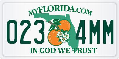 FL license plate 0234MM