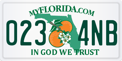 FL license plate 0234NB
