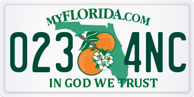 FL license plate 0234NC