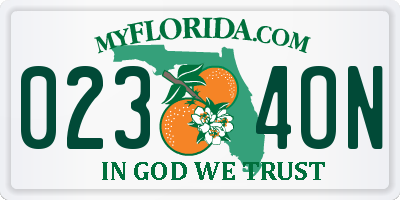 FL license plate 0234ON