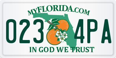 FL license plate 0234PA