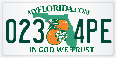 FL license plate 0234PE