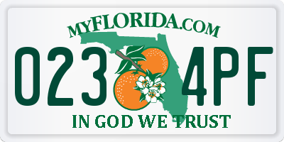 FL license plate 0234PF