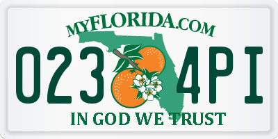 FL license plate 0234PI