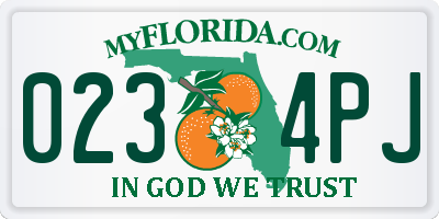 FL license plate 0234PJ