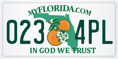 FL license plate 0234PL