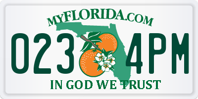 FL license plate 0234PM