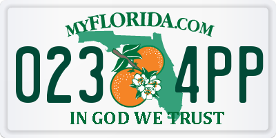 FL license plate 0234PP