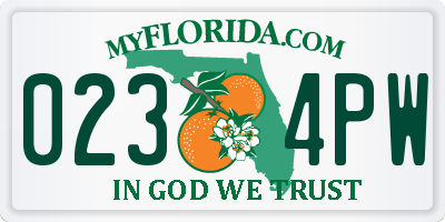 FL license plate 0234PW