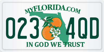 FL license plate 0234QD
