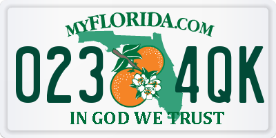 FL license plate 0234QK