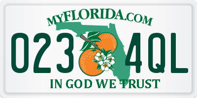FL license plate 0234QL