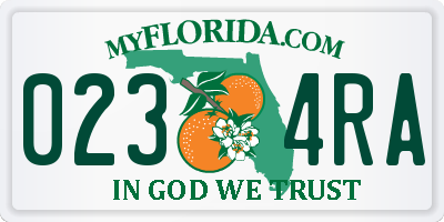 FL license plate 0234RA