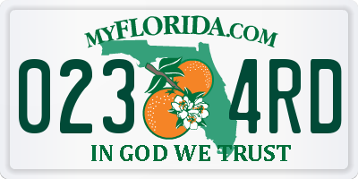 FL license plate 0234RD