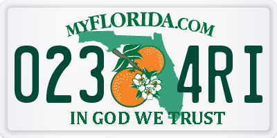 FL license plate 0234RI