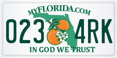 FL license plate 0234RK