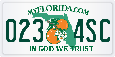 FL license plate 0234SC
