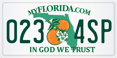 FL license plate 0234SP