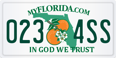 FL license plate 0234SS