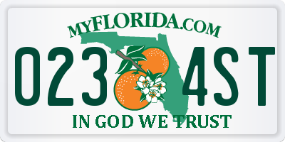 FL license plate 0234ST