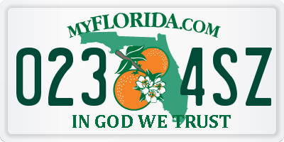 FL license plate 0234SZ