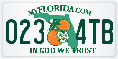 FL license plate 0234TB