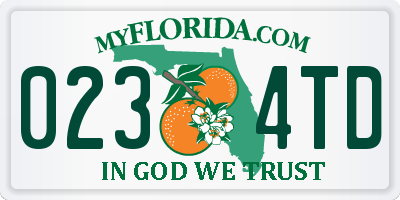 FL license plate 0234TD